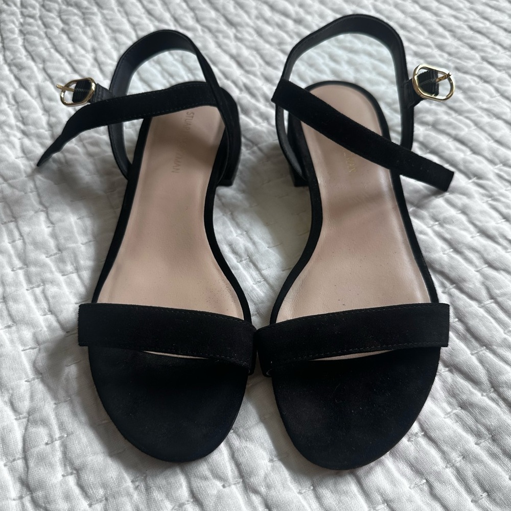 Stuart Weitzman Dancer 35 Block strappy sandal - size 6 - black suede